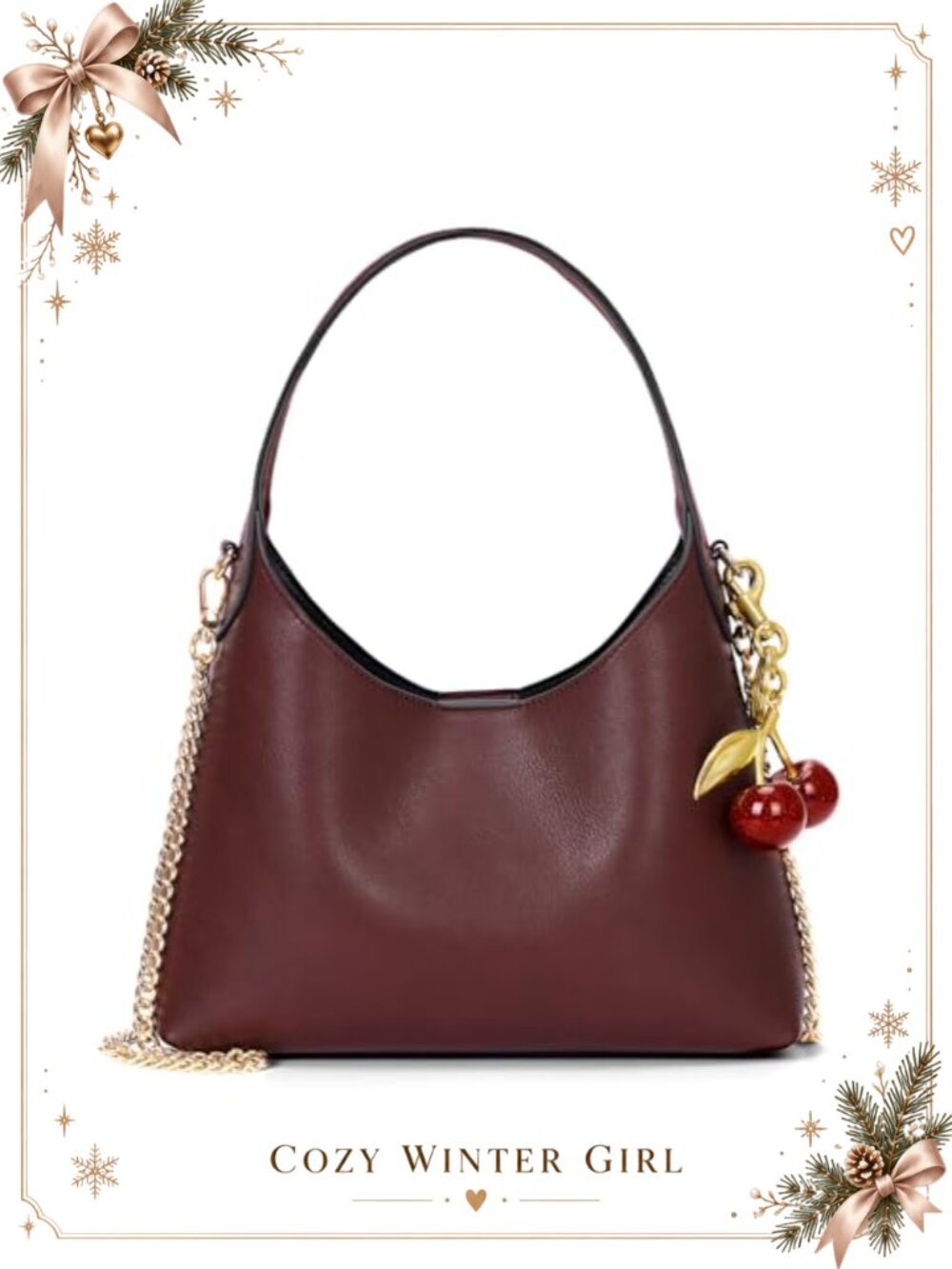 Small Hobo Bag Faux Leather Chain Crossbody Shoulder Purse Women